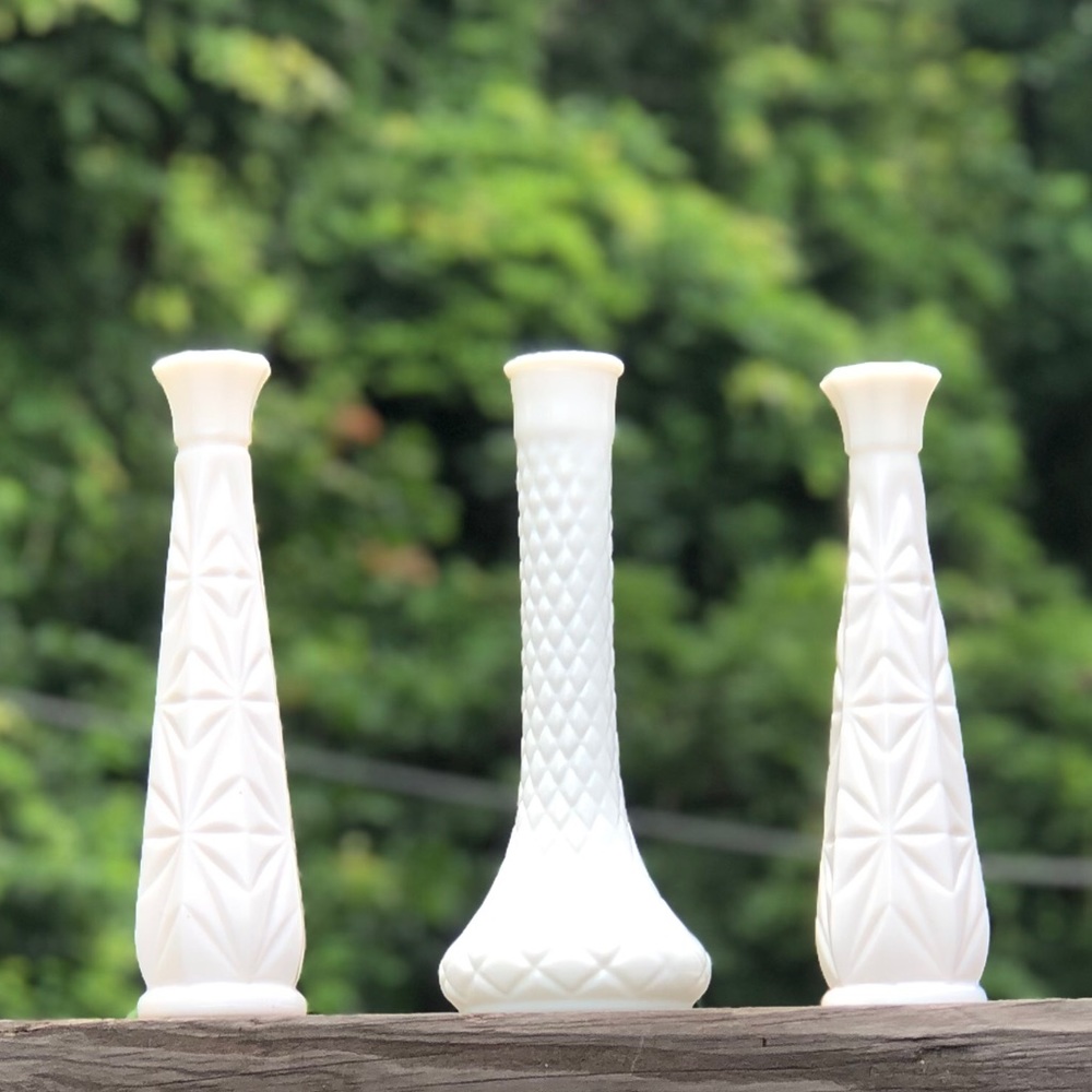 Vintage milk glass vases
